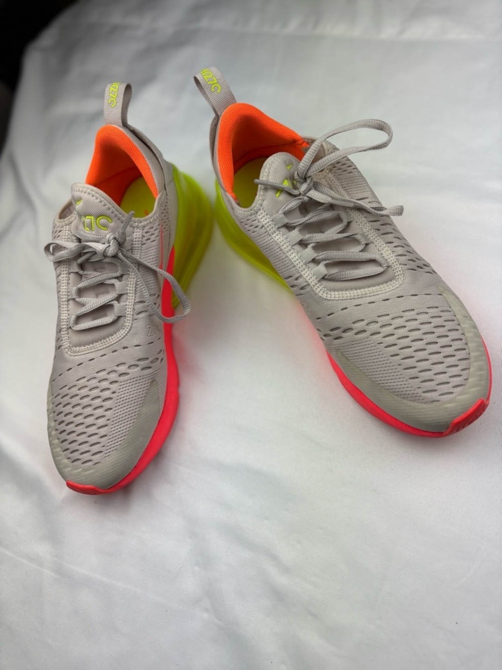 Nike Light Gray Sneakers with Neon Orange & Lime Green Accents